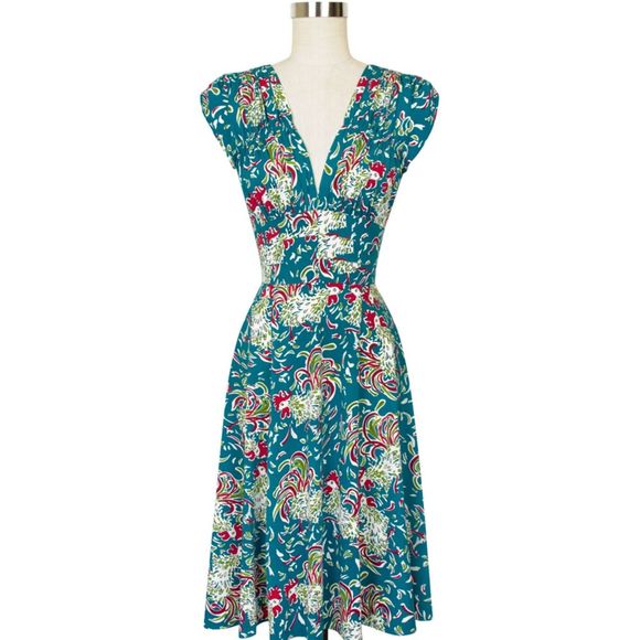 Trashy Diva Dresses & Skirts - Trashy Diva 1940s Rockabilly Dress in Ruffled Feathers Print RARE Sz 16